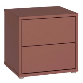 AVELINE Low Bedside Table Cabinet with 2 Push to Open Drawers - Terracotta