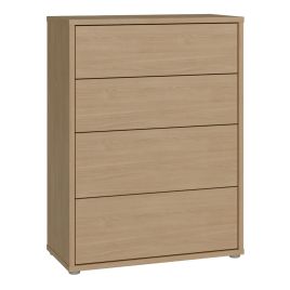 AVELINE Oak Finish Chest of Drawers - Medium-sized, 4 Drawers