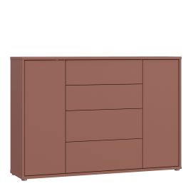 AVELINE Wide Sideboard with 4 Drawers and 2 Doors Push to Open - Terracotta