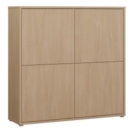 AVELINE 4 Door Large Sideboard Storage Cabinet with Push to Open Doors - Elegancia Oak