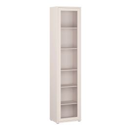 AVELINE Slim Tall Display Cabinet with Push to Open Glass Door and 5 Shelves - Sand