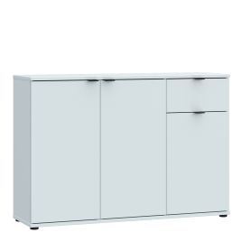 HELION Wide Sideboard Cupboard with 3 Doors and Drawer - Light Grey