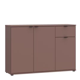 HELION Wide Sideboard Cupboard with 3 Doors and Drawer - Terracotta