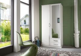 DAYTON 2 Door Mirrored Wardrobe with 2 Drawers White - 90cm