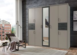 FENTON 5 Door Mirrored Wardrobe Grey - 225cm