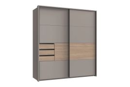 BREE 2 Door Sliding Wardrobe with 3 Drawers Grey - 180cm