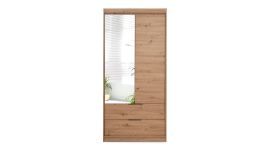 MAJO 2 Door Mirrored Wardrobe with 2 Drawers Medium Oak - 103cm