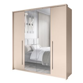 SAVIRA 4 Door Mirrored Sliding Wardrobe Beige - 209cm