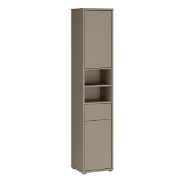 AVELINE Tall Narrow Bathroom Storage Cabinet with 2 Push to Open Doors and 1 Drawer - Taupe