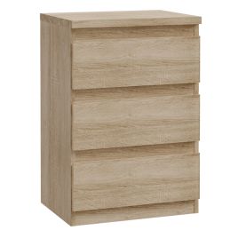 EDMONT Bedside Table with 3 Drawers - Sonoma Oak