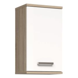 VERDON Small Hanging Bathroom Storage Cabinet with 1 Door - Sonoma Oak with White High Gloss