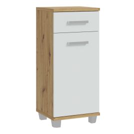 VERDON Bathroom Storage Cabinet with 1 Door and 1 Drawer - Artisan Oak with Light Grey