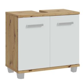 VERDON Under Sink Bathroom Vanity Unit with 2 Doors - Artisan Oak with Light Grey