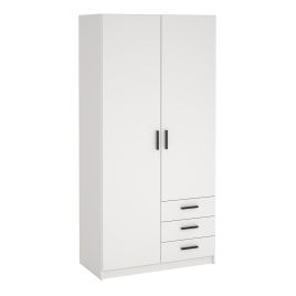 VELOCI 2 Door Wardrobe with 3 Drawers White - 99cm