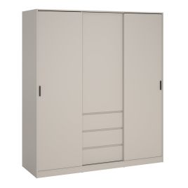 NANAIMO 3 Door Sliding Wardrobe with 3 Drawers Beige - 177cm
