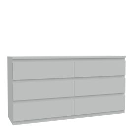 EDMONT Grey Chest of Drawers - Extra Large-sized, Double, 6 Drawers
