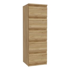 EDMONT Oak Finish Chest of Drawers - Tallboy, Medium-sized, 5 Drawers