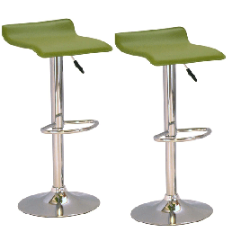 Salford Chrome Bar Stool Pair with Adjustable Features - Green