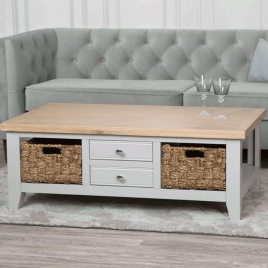 Quantum Coffee Table with Oak Top - Grey