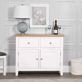 Quantum Standard Sideboard with 2 Dovetailed Drawers - White and Oak