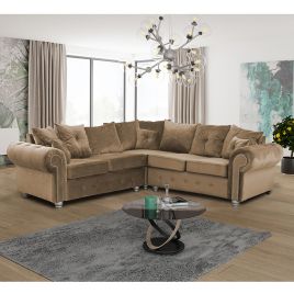 Marvin Luxury Design Plush Velvet Corner Sofa Set - Light Brown