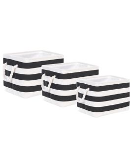 Set of 3 Fabric Baskets Black and White