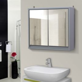 Bathroom Wall Storage Mirror Cabinet - Grey