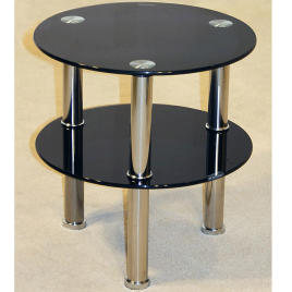 Freshwater Round 2 Shelf Lamp Table - Elegance and Functionality Combined - Black