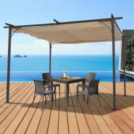Steel Pergola Canopy - Black Frame/Beige