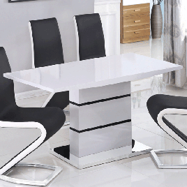 Versatile Elegance Cardigan Extending High Gloss Dining Table White and Black