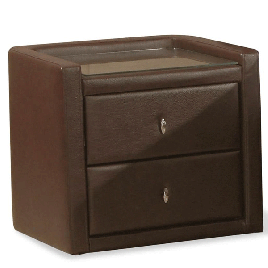 Fowey PU Leather Effect Bedside Unit - Brown