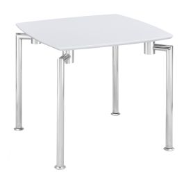 Corfe High Gloss Lamp Side Table Sleek Design with Stainless Steel Frame - White