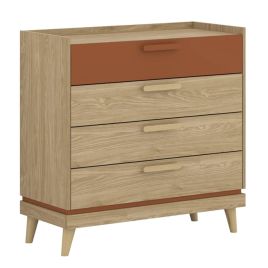 RAVEN Oak Finish Chest of Drawers - Medium-sized, 4 Drawers