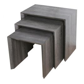 Corfe Trio Nesting Tables Set Dark Walnut Wood Effect