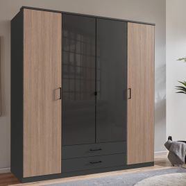 FURIA 4 Door Wardrobe with 2 Drawers Grey - 180cm