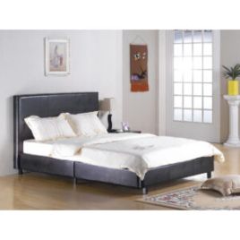 Luxurious Purbeck Black Faux Leather Effect Bed with High Headboard Opulent Style - 4ft Small Double
