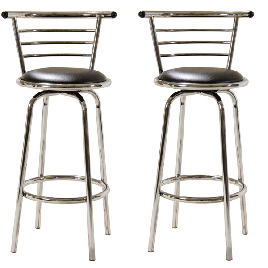 Tintagel Round Pair Swivel Bar Stool with Wide Back Support - Chrome