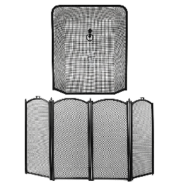 Flame Defender Wadrqua Freestanding 4-Panel Fire Screen and Fine Mesh Protector Optional