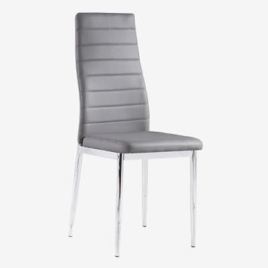 Telluride Elegance Collection Set of 6 Leather Dining Chairs with Chrome Legs - Grey