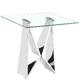 Stoke Silver Twin Tower Glass Side Table Unique Design Elegance