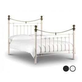Victoria Stone White or Satin Black Brass Bed Frame-Double 4ft6 - Stone White