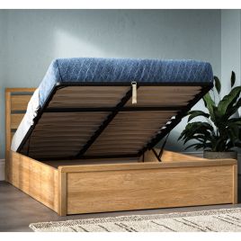 Modena Oak Wood Ottoman Bed - Kingsize 5ft