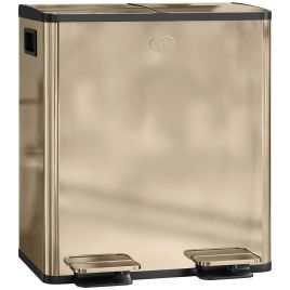 HERON 40L Dual Compartment Stainless Steel Bin Gold Tone