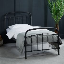 Halston Black Industrial Chic Style Bed - Single 3ft