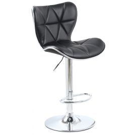Hove Range PU Bar Stools in Black with Chrome Accents - 2 Piece Set