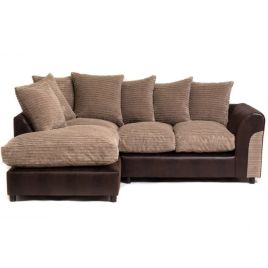 HARVEY Jumbo Cord 4 Seater L Shaped - Left Hand Facing Corner Sofa - Brown and Beige