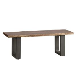 Maureen Black Metal Frame Solid Acacia Wood Medium Bench
