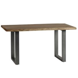 Maureen Black Metal Frame Solid Acacia Wood Medium Dining Table