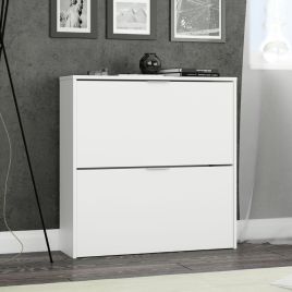 2 Drawer Shoe Cabinet with Revolving Drawers - Matt White