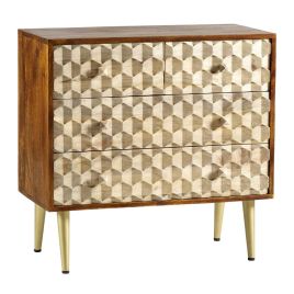 ELSPETH Natural Finish Chest of Drawers - Medium-sized, 4 Drawers, Ready Assembled